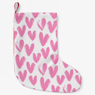 Heart pattern painted hearts small christmas stocking