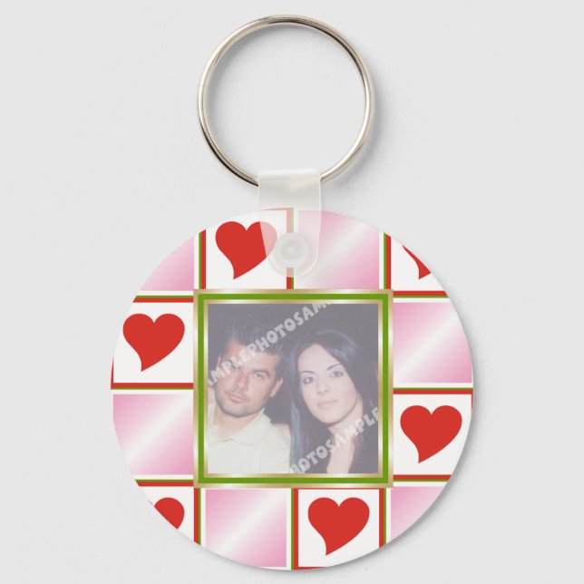 Heart Pattern Photo Keychains (Front)