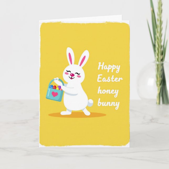 Heart Pattern Rabbit Spring Card (Front)