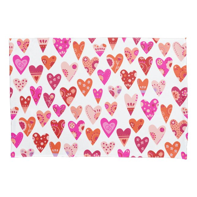 Heart Pattern Red Pink Modern Pillowcase (Front-Left)