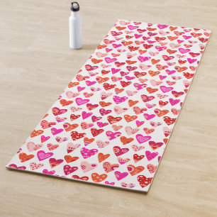Heart Pattern Red Pink Modern Yoga Mat
