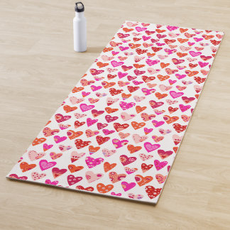 Heart Pattern Red Pink Modern Yoga Mat
