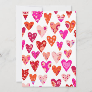 Heart Pattern Red Pink Valentines Holiday Card
