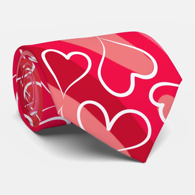 Heart Pattern Red Valentine's Day Tie (Rolled)