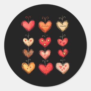 Heart Pattern Valentine Funny Valentine' Day Women Classic Round Sticker