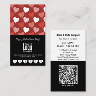 Heart Pattern Valentine's Day Portrait Format Loyalty Card