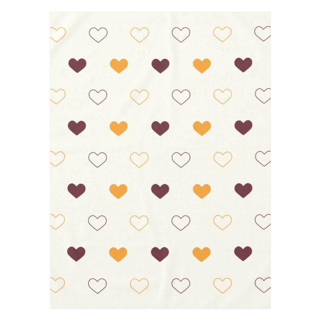 Heart Pattern with Orange & Brown Hearts Tablecloth (Front)