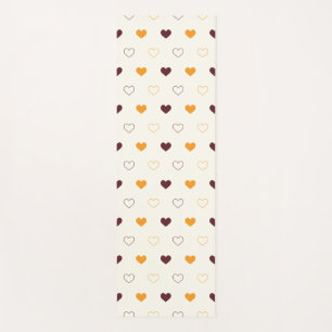 Heart Pattern with Orange & Brown Hearts Yoga Mat