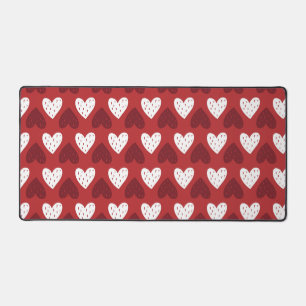 Heart Pattern with Strawberry Seeds Desk Mat