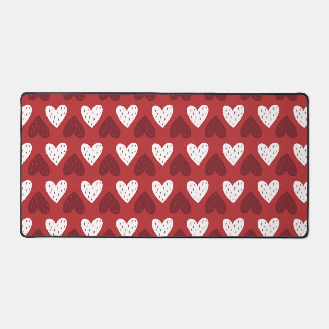 Heart Pattern with Strawberry Seeds Desk Mat (Front)