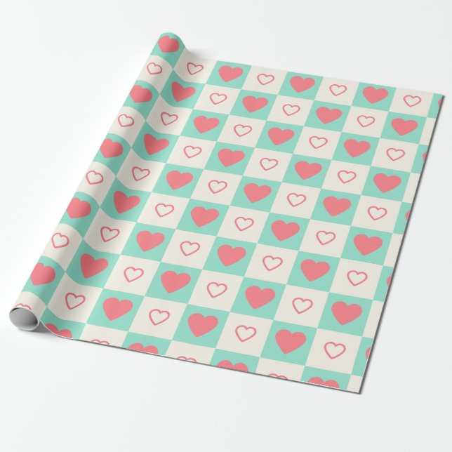 Heart Pattern Wrapping Paper (Unrolled)