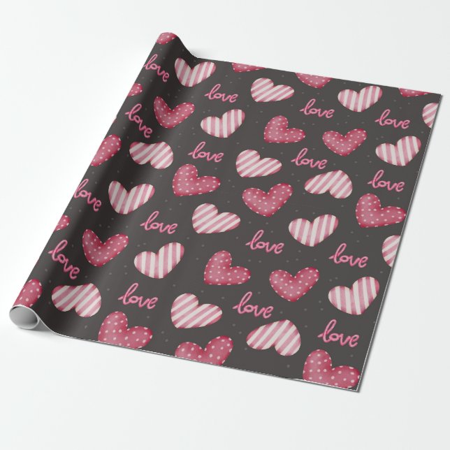 Heart Pattern Wrapping Paper (Unrolled)