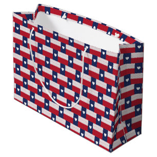 Heart Patterned Texas State Flag Large Gift Bag