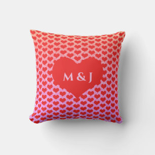 Heart Patterns Monograms Rose Gold Pink Glitter Cushion