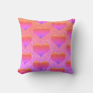 Heart Patterns Valentine's Rose Gold Glittery Cute Cushion