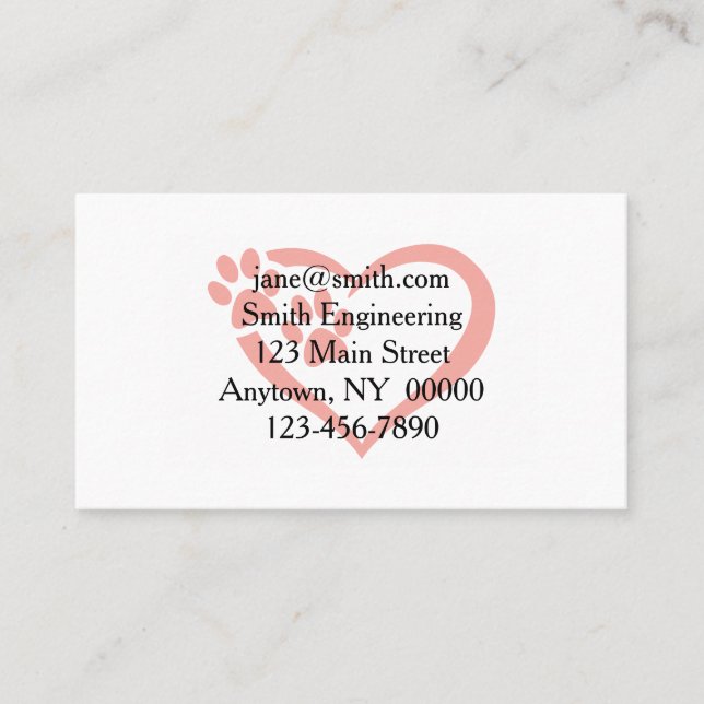Heart paw in red - Choose background color Business Card (Front)