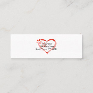 Heart paw in red - Choose background color Mini Business Card