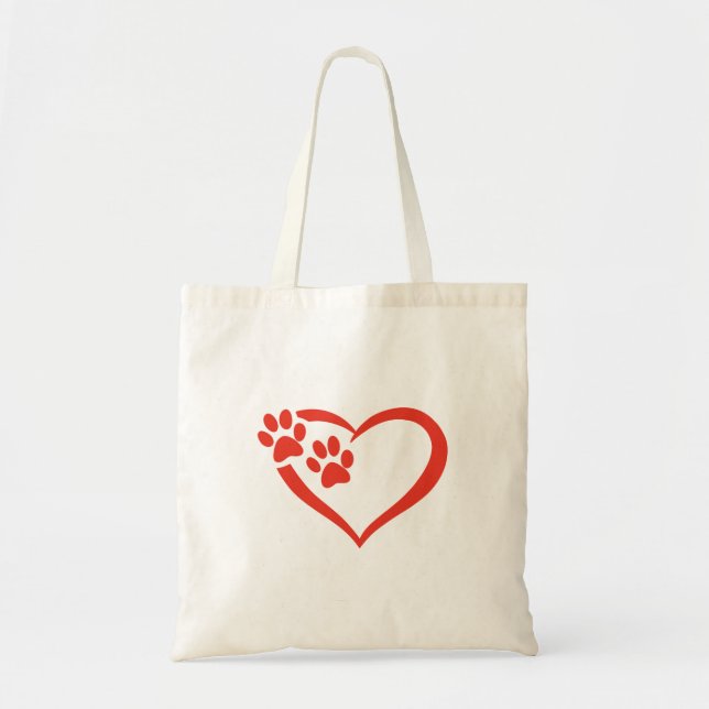 Heart paw in red - Choose background color Tote Bag (Front)