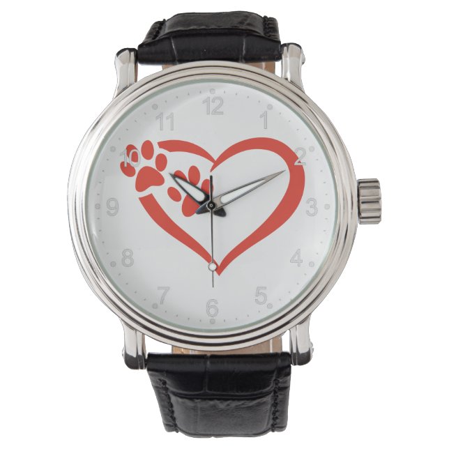 Heart paw in red - Choose background colour Watch (Front)