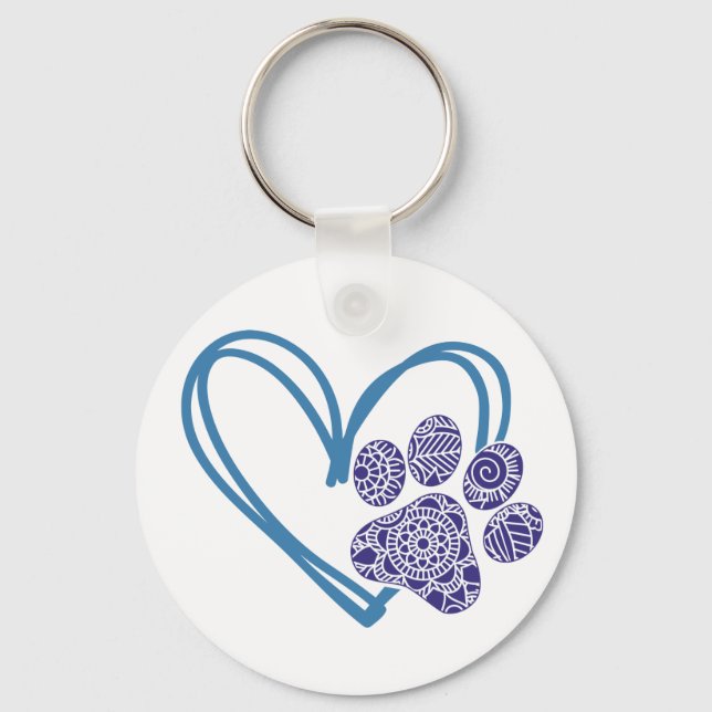 Heart & Paw Print Keychain (Front)