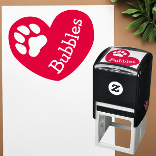 Heart Paw Print Pet Name Signature Pre Inked Stamp