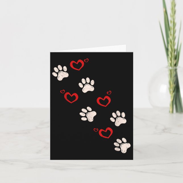 Heart Paw Print Valentines Day Dog Lover Puppy Lov Card (Front)