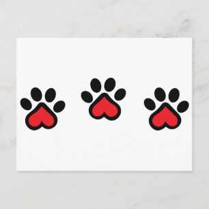 Heart Paw Prints Postcard
