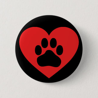 Heart Paw Red 6 Cm Round Badge