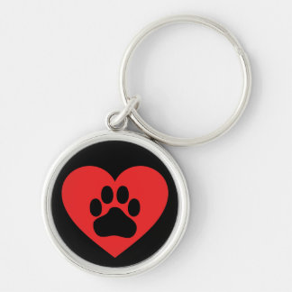 Heart Paw Red Key Ring