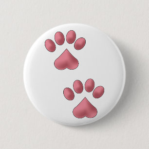 Heart Paws 6 Cm Round Badge