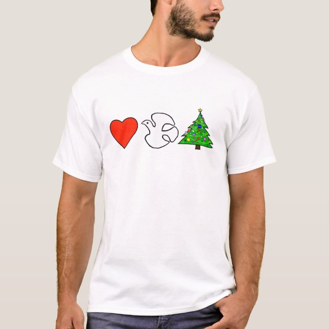 Heart, Peace, Christmas T-shirt (Front)
