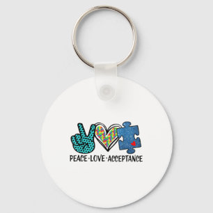 Heart Peace Love Acceptance _ Autism Mental Health Key Ring