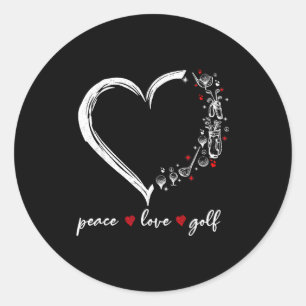 Heart Peace Love Golf Player Srt Lovers Outfit Wom Classic Round Sticker