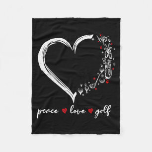 Heart Peace Love Golf Player Srt Lovers Outfit Wom Fleece Blanket