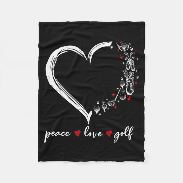 Heart Peace Love Golf Player Srt Lovers Outfit Wom Fleece Blanket (Front)