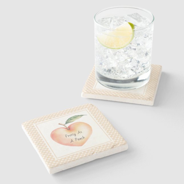 Heart Peach Fruit Frame   Stone Coaster (Side)