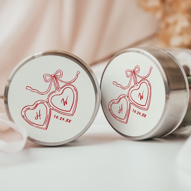 Heart Pendant Red Wedding Engagement Party Favours Classic Round Sticker (Creator Uploaded)