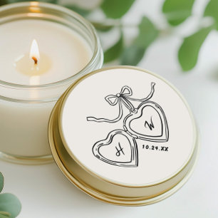 Heart Pendant Wedding Engagement Party Favors Classic Round Sticker