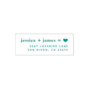 Heart Personalised Modern Engagement or Wedding Self-inking Stamp