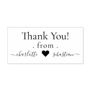 Heart  Personalised Thank You Elegant Scroll Text Rubber Stamp