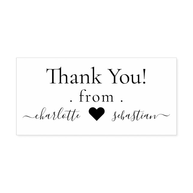Heart  Personalised Thank You Elegant Scroll Text Rubber Stamp (Imprint)