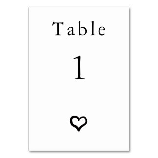Heart Personalized Wedding Table Number Card