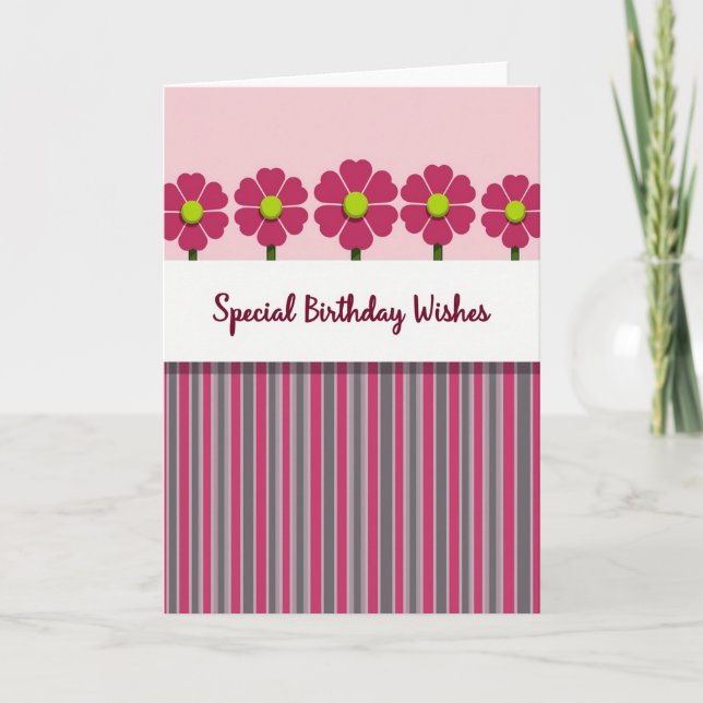 Heart Petal Birthday Card (Front)
