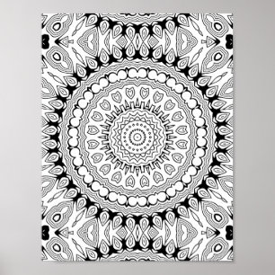 Heart Petal Burst Colouring Page Intricate Design Poster