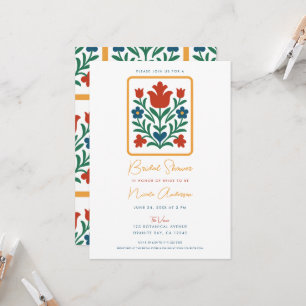 Heart & Petal Floral Folk Art Bridal Shower Invitation
