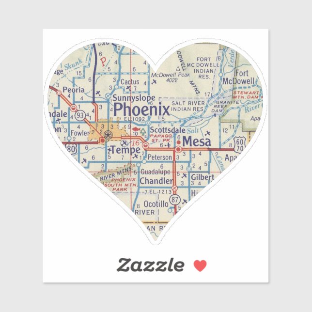 Heart Phoenix AZ Vintage Map (Sheet)