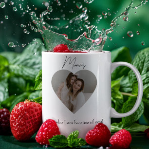 Heart Photo and Text I'm Who I Am Because of you Coffee Mug
