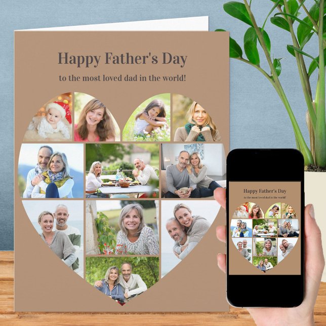 Heart Photo Collage 11 Pic Father's Day Card (Creator Uploaded)