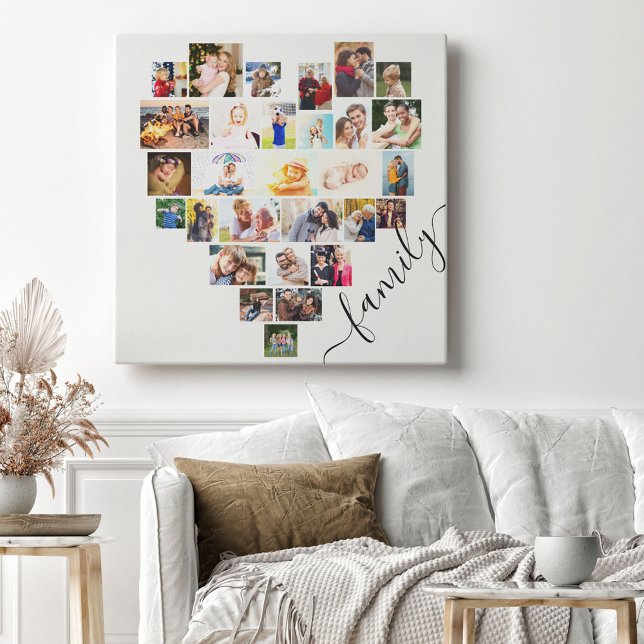 Heart Photo Collage 29 Family Picture Big Square Canvas Print (Creator Uploaded)