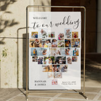 Heart Photo Collage 29 Pic White Wedding Welcome